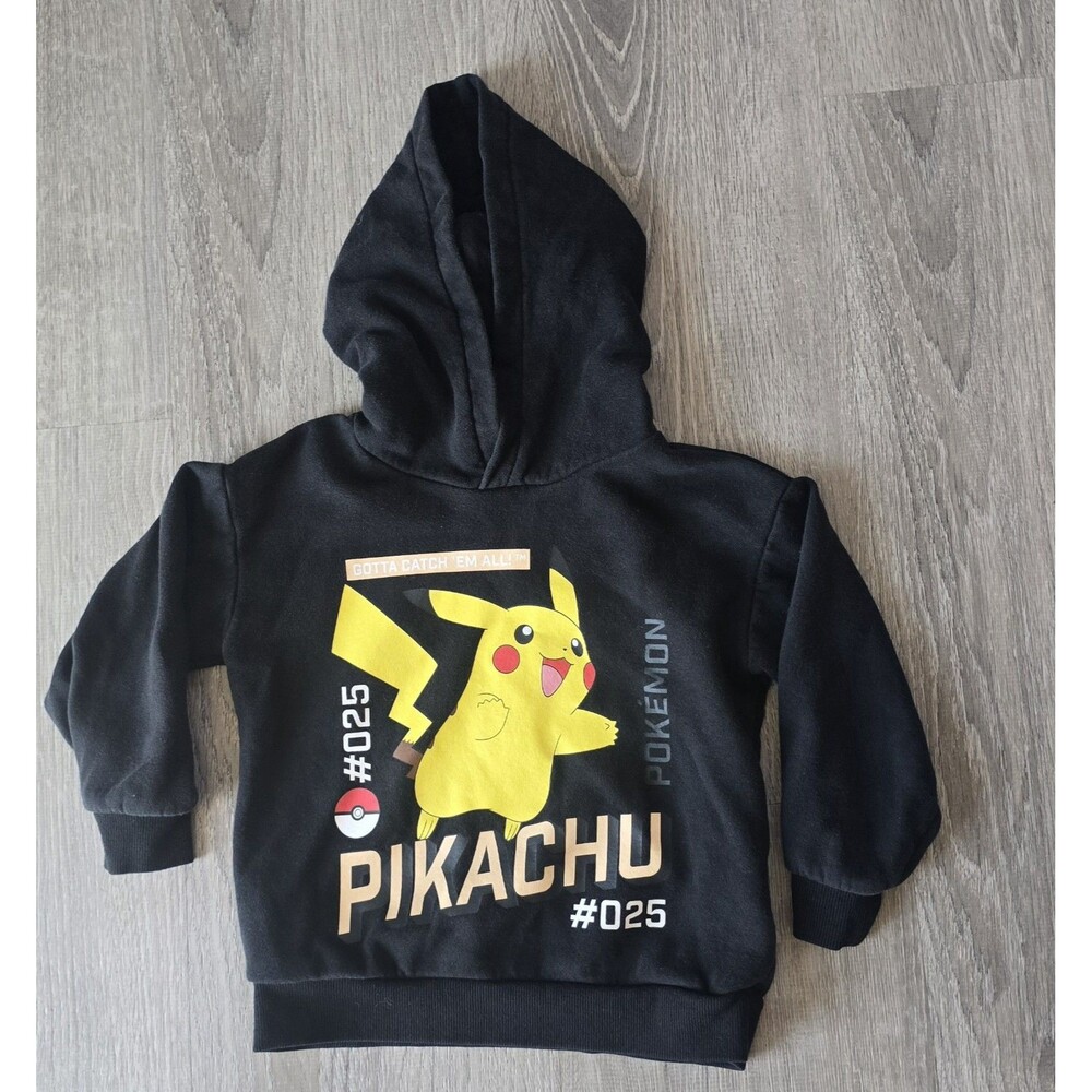H&M PIKACHU CHILDRENS US SIZE 5 POKEMON BLACK HOODIE Back To School